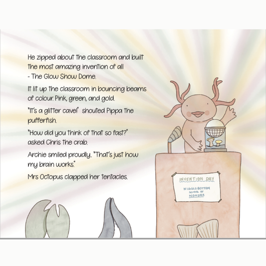 Illustration of a character with a product and text on a white background