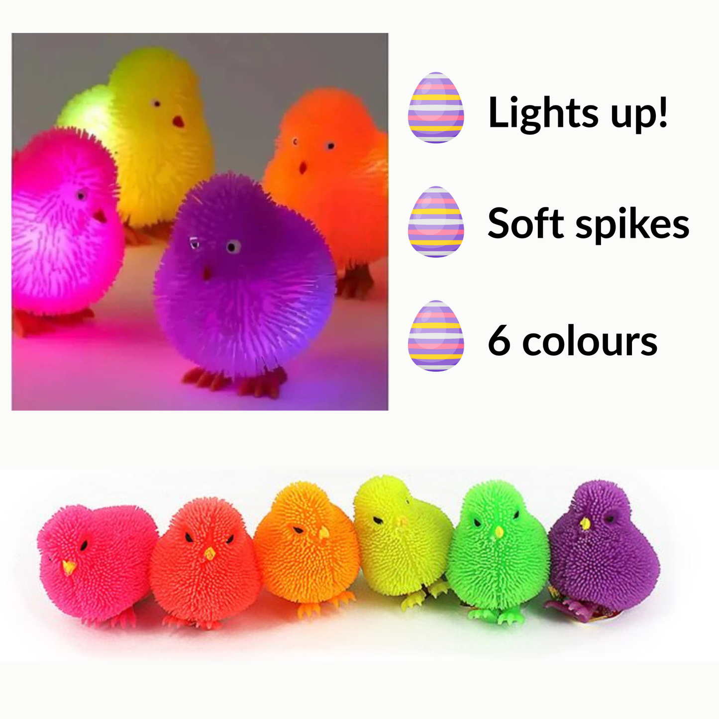 Easter Tactile Frizzy Squishy Chick - Lights up