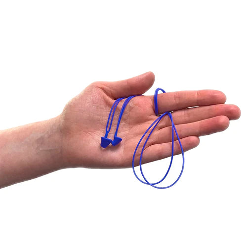 Calmer Kids Secure Ear Plugs on hand