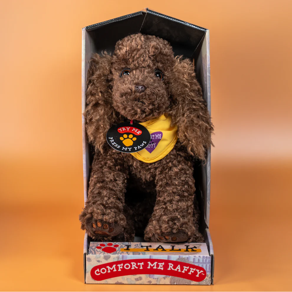 Comfort Me Raffy Plush Dog Anxiety support front of box