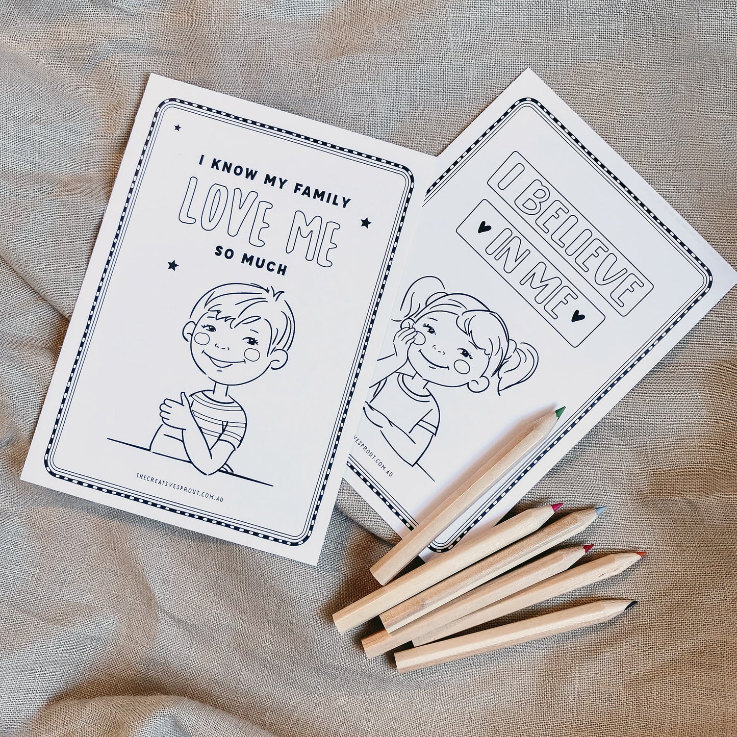 Creative Sprout Affirmations Colouring Cards with pencils