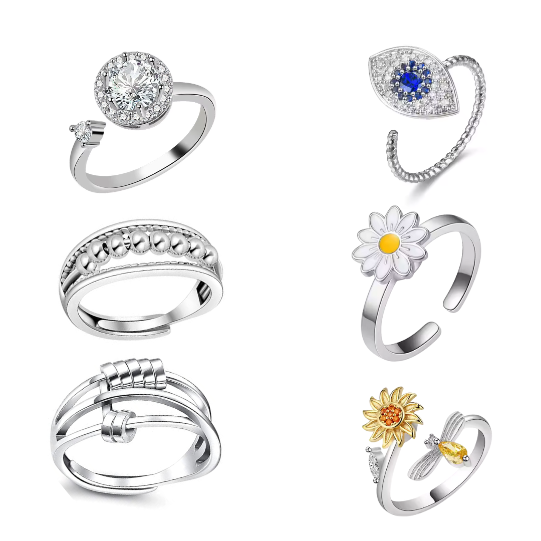 6 different fidget rings