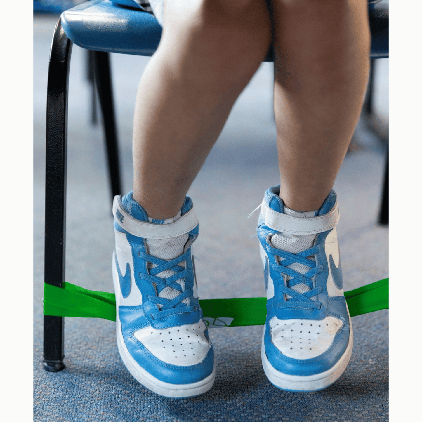 The Sensory Specialist Foot Fidget Bands on chair