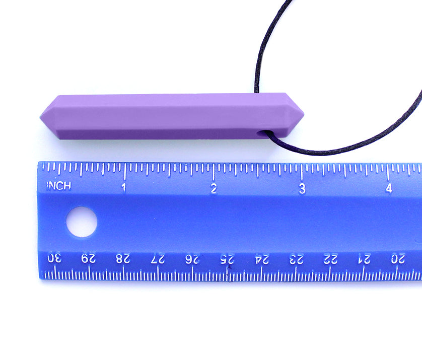 Ark Krypto-bite Gem Necklace Chew lavender with ruler showing 3 inches