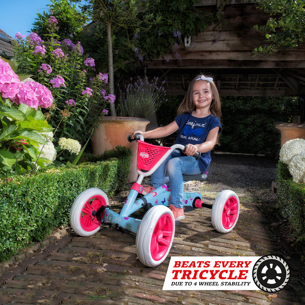 Girl riding Buzzy Bloom Go Kart