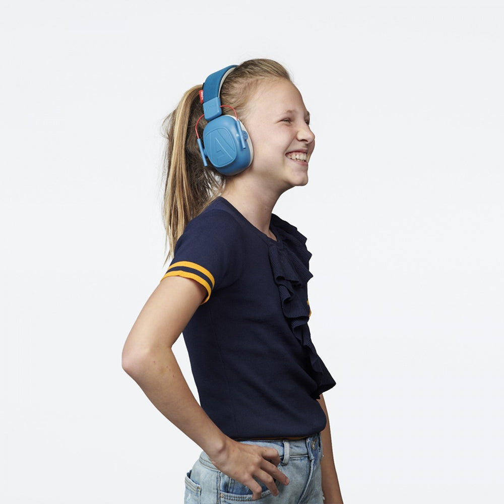 Girl wearing blue Alpine Muffy Ear Muffs