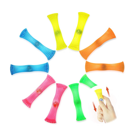Hands holding mesh fidget with marble