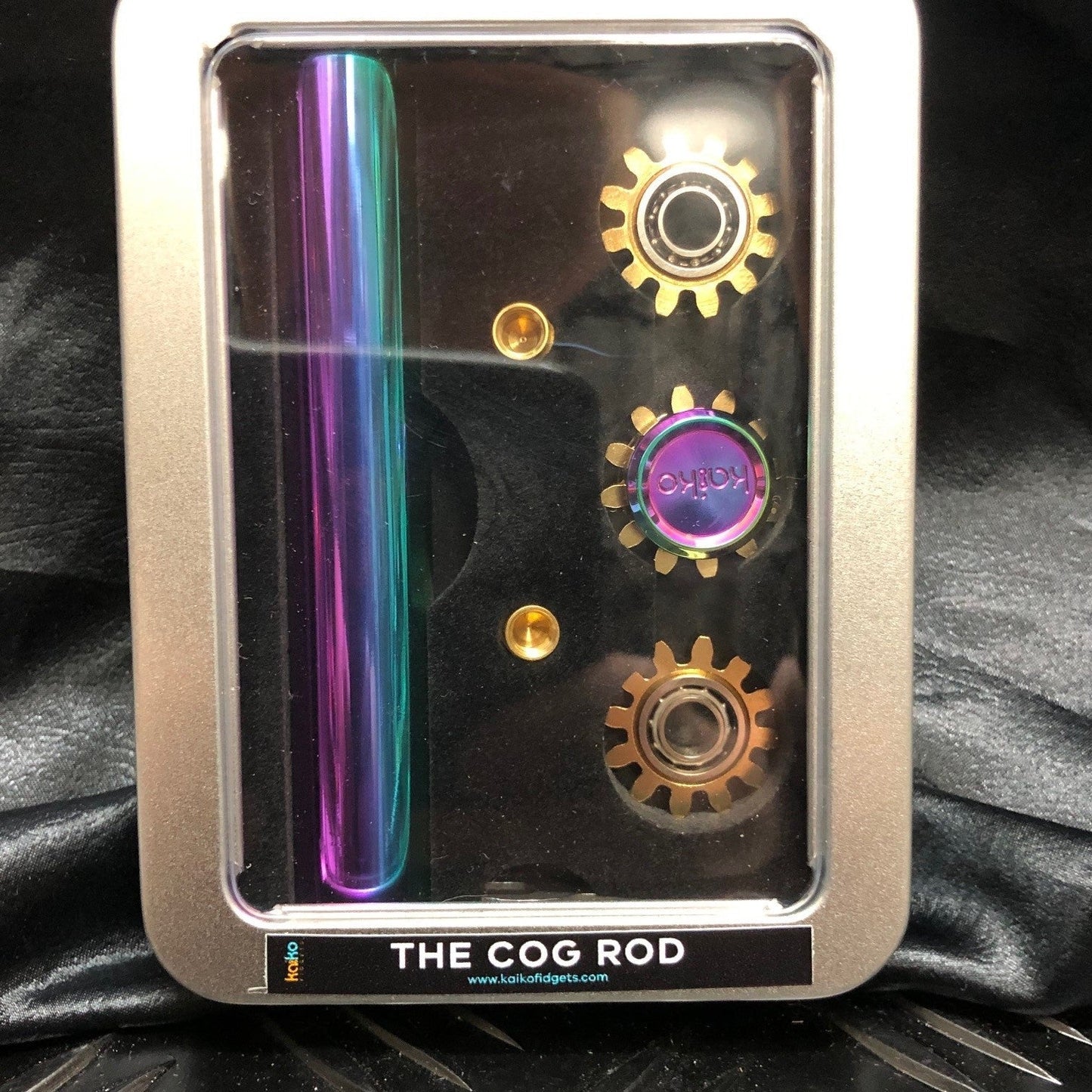 Kaiko Fidget Cog Rod Customisable Spinner Oil Slick in box