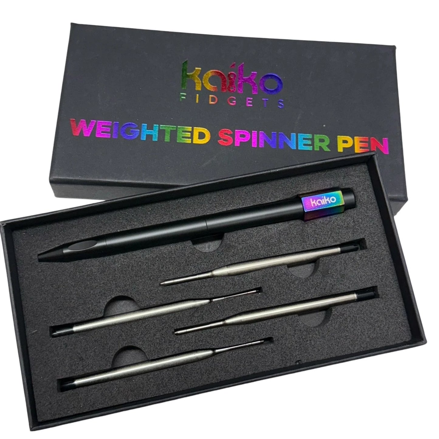 Kaiko Weighted Spinner Pen Oil Slick in box