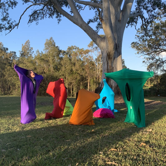 Kids in lycra body socks all colours