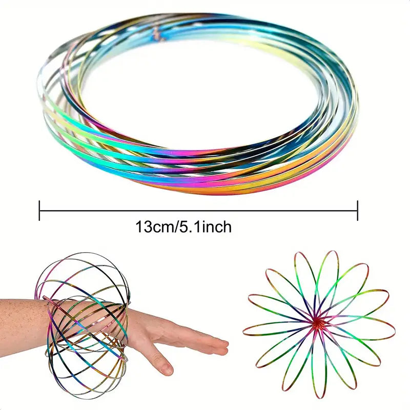 kinetic flow ring metallic rainbow