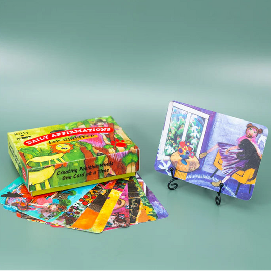 Kitty and Raffy Affirmations Cards Deck box and stand