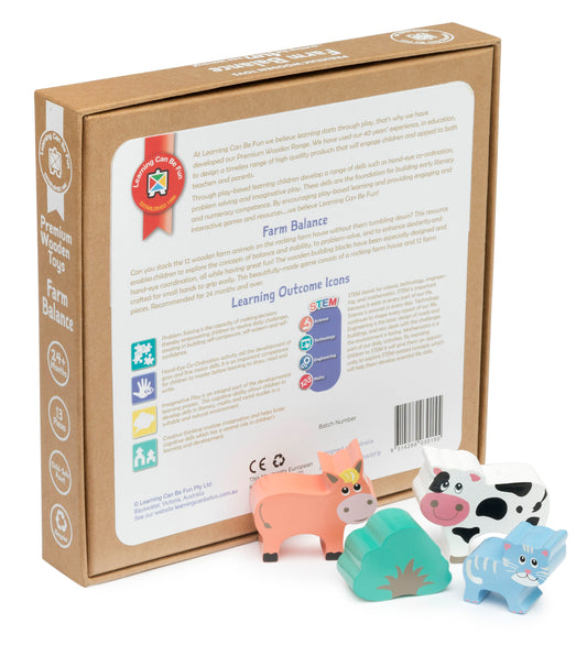 Farm Animal Balance Game Back of box