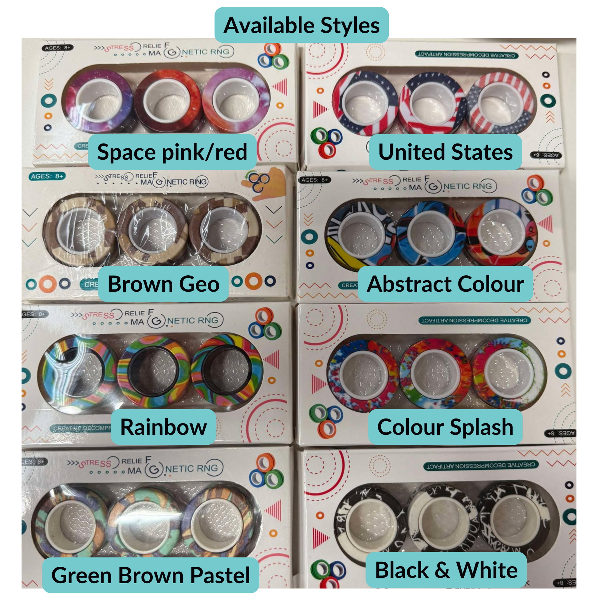 Magnetic Fidget Rings Colours available