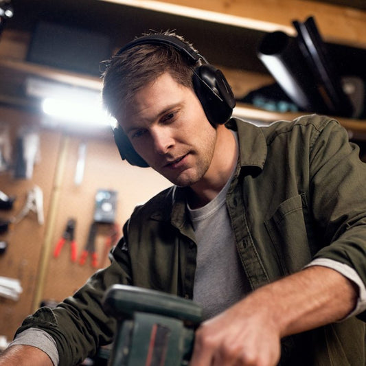 Man wearing Alpine Defender Ear Protection for Adults and Teens