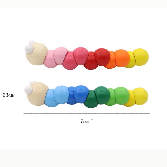 Wooden Fidget Jointed Worm Size