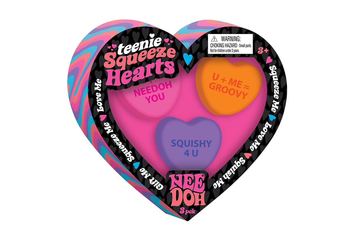 Nee Doh Teenie Squeezie hearts pink orange purple