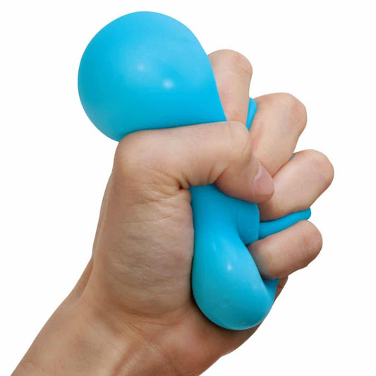 Nee Doh Glob Ball Blue being squeezed