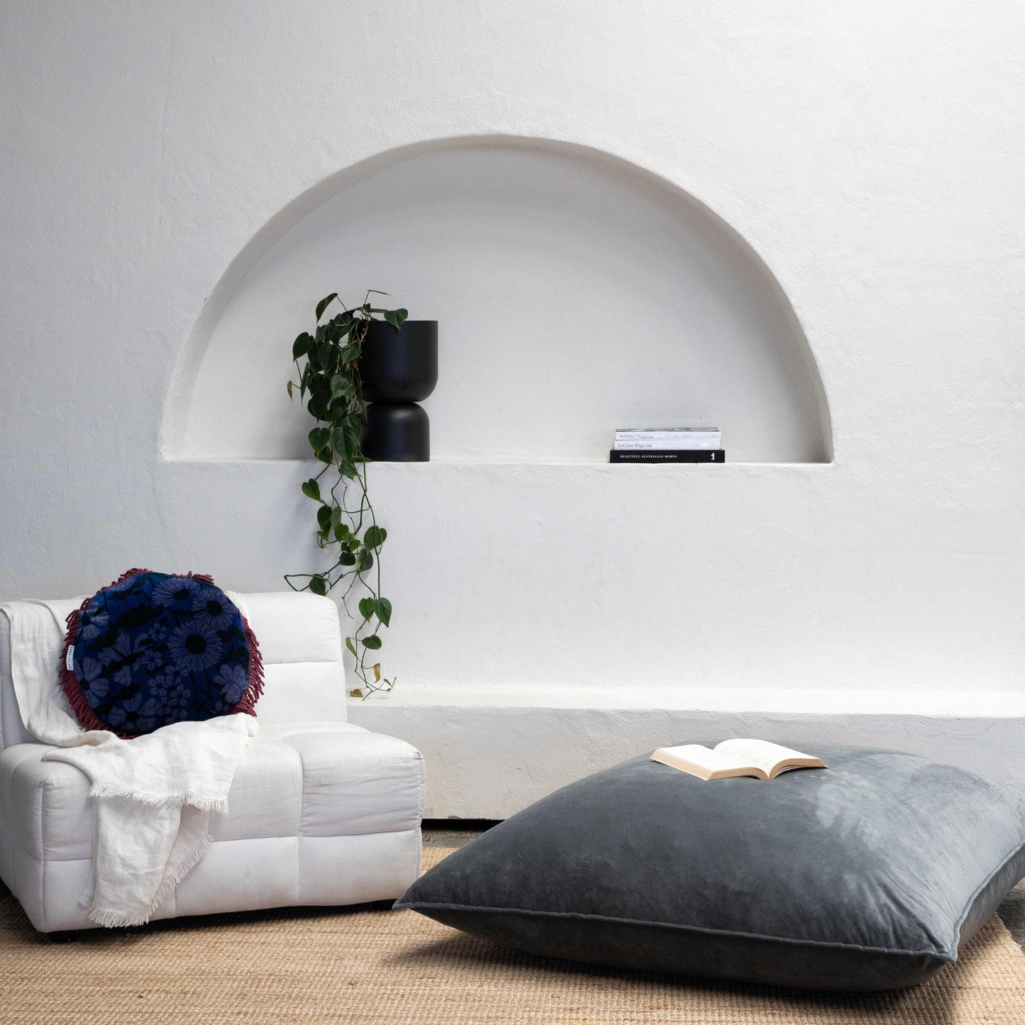 Mooshy Mat Crash Mat in living room reading cushion