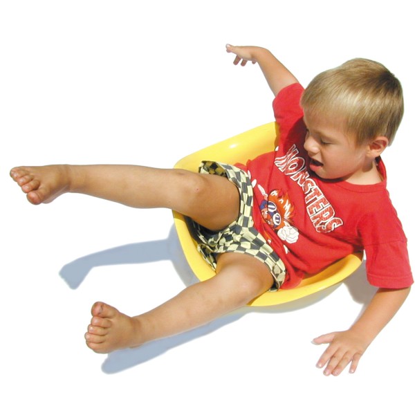 Toddler using Bilibo Classic yellow
