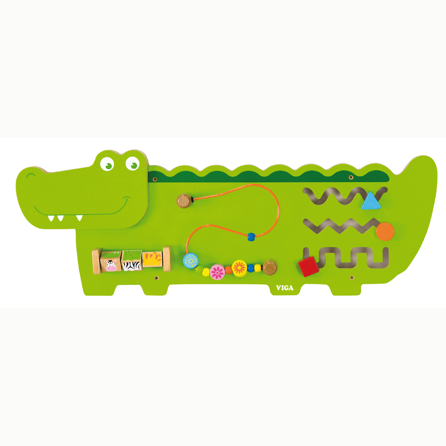 50469 VIGA Crocodile Wooden Interactive Activity Panel