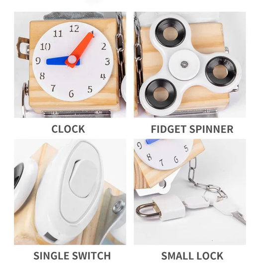 Wooden Montessori Compass Busy Block 4