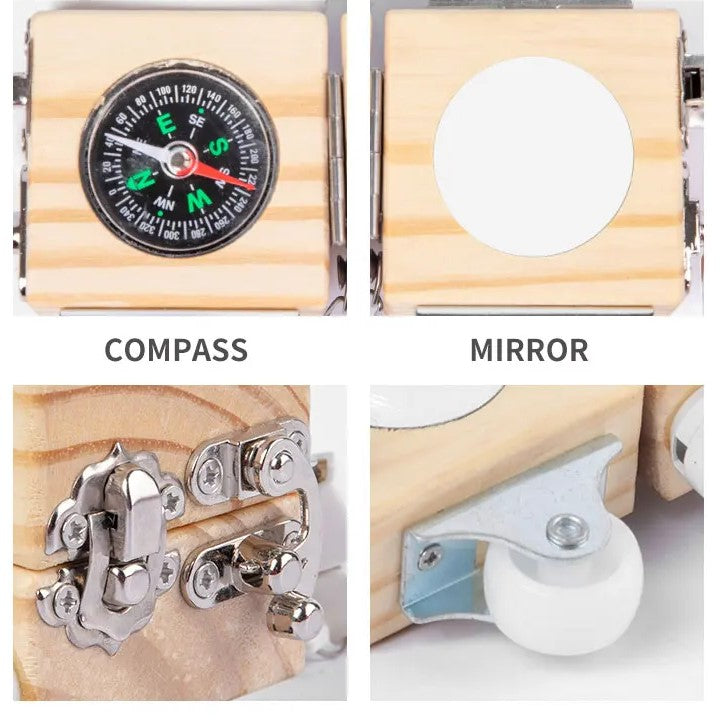 Wooden Montessori Compass Busy Block