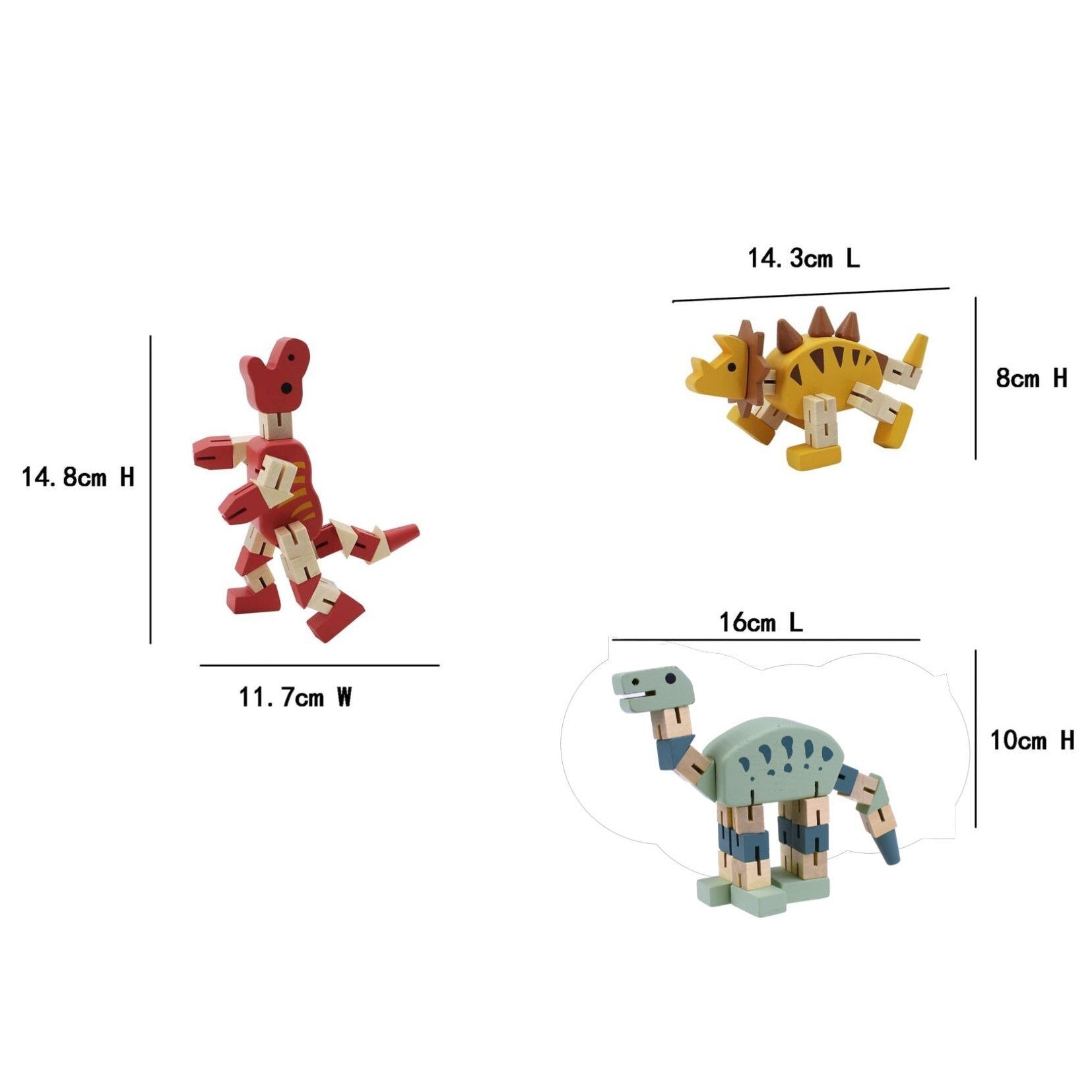 Wooden Twist and Lock Dinosaur Size