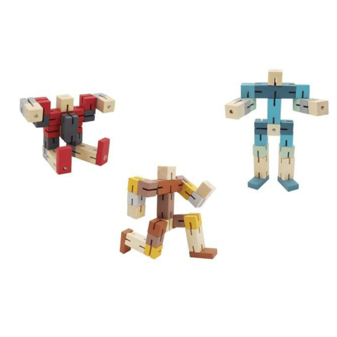 wooden twist and lock robot all colours
