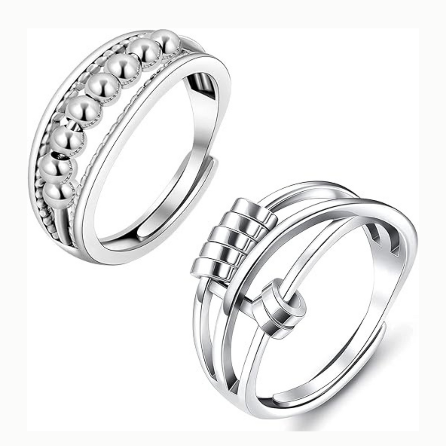 The Wave and Two Tier Fidget Rings