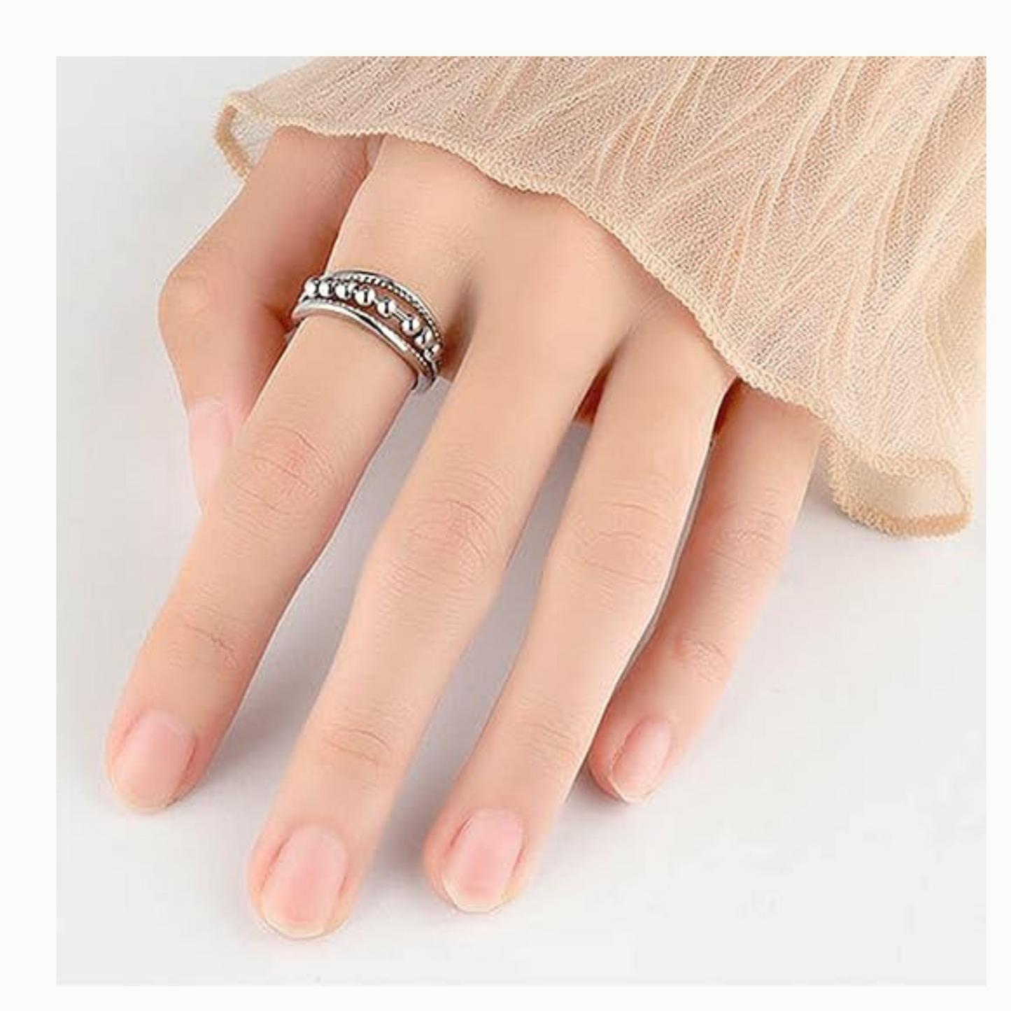 Two Tier fidget ring on finger