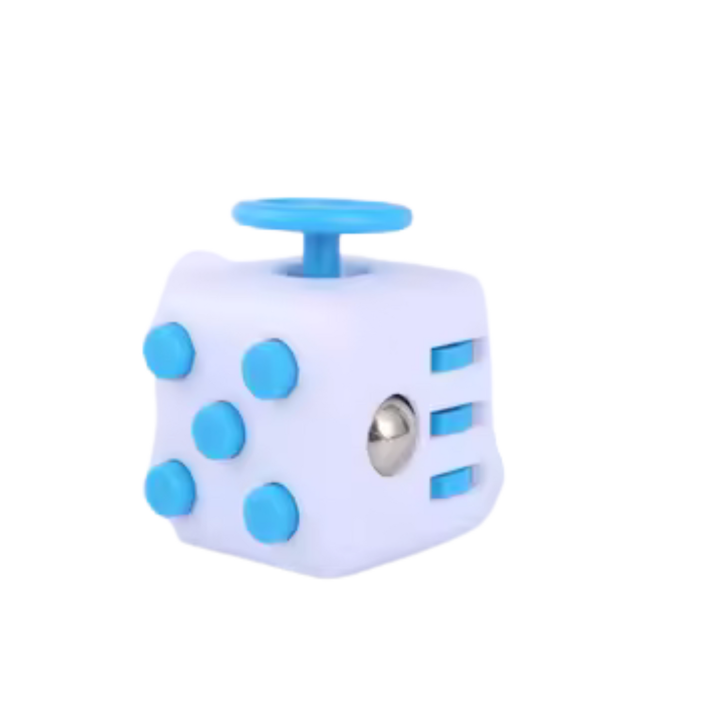 white blue fidget cube