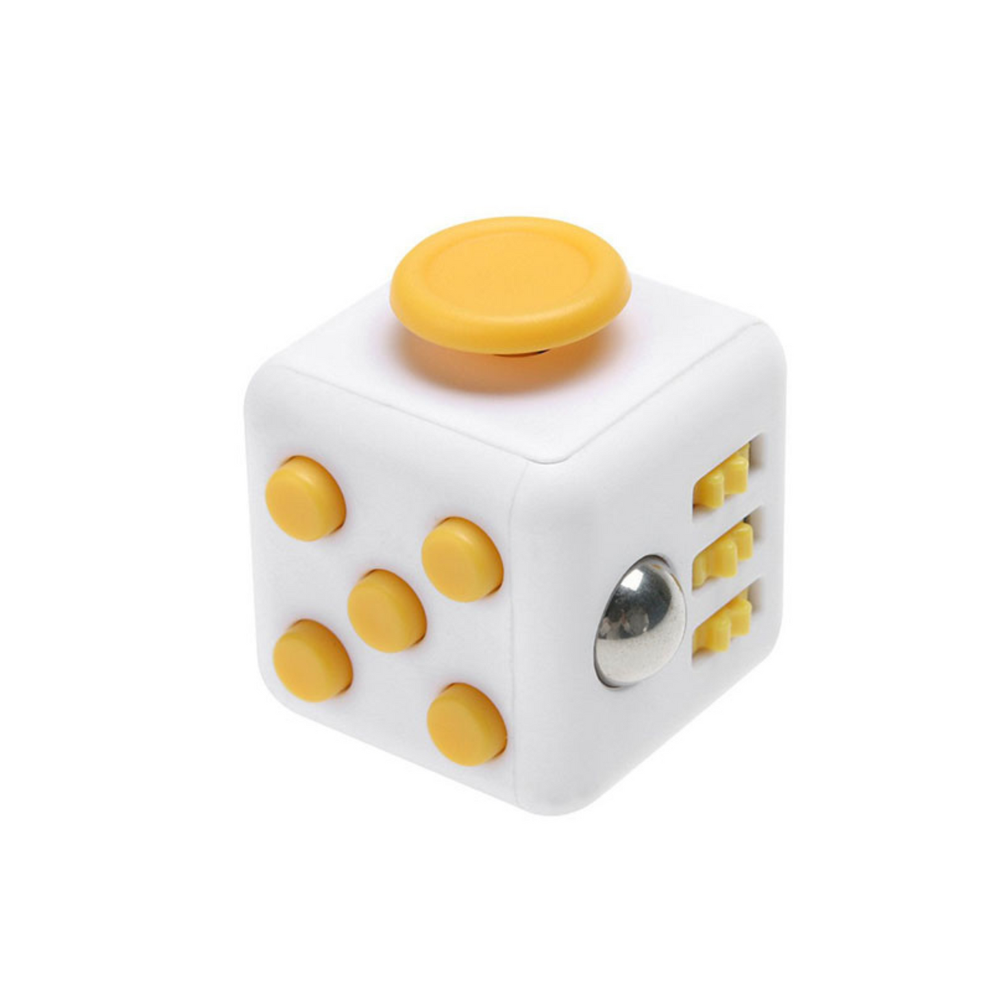 white yellow fidget cube