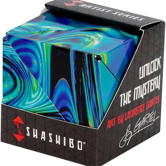 Original Shashibo magnetic cube blue swirl