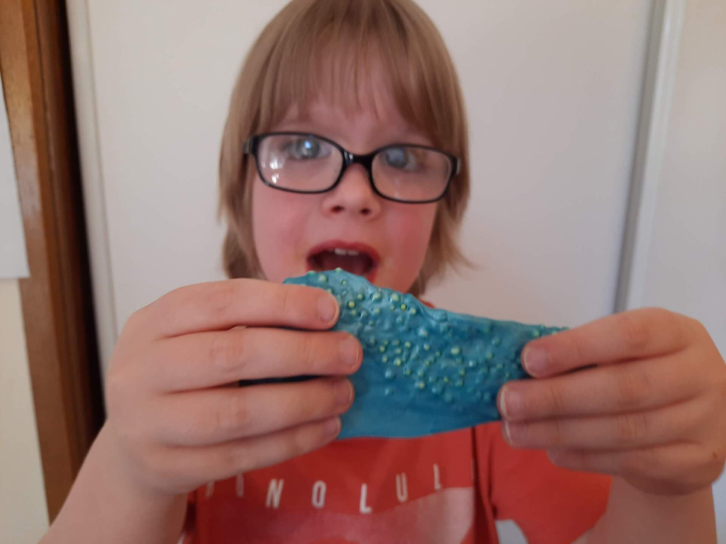 Boy with crunchy putty