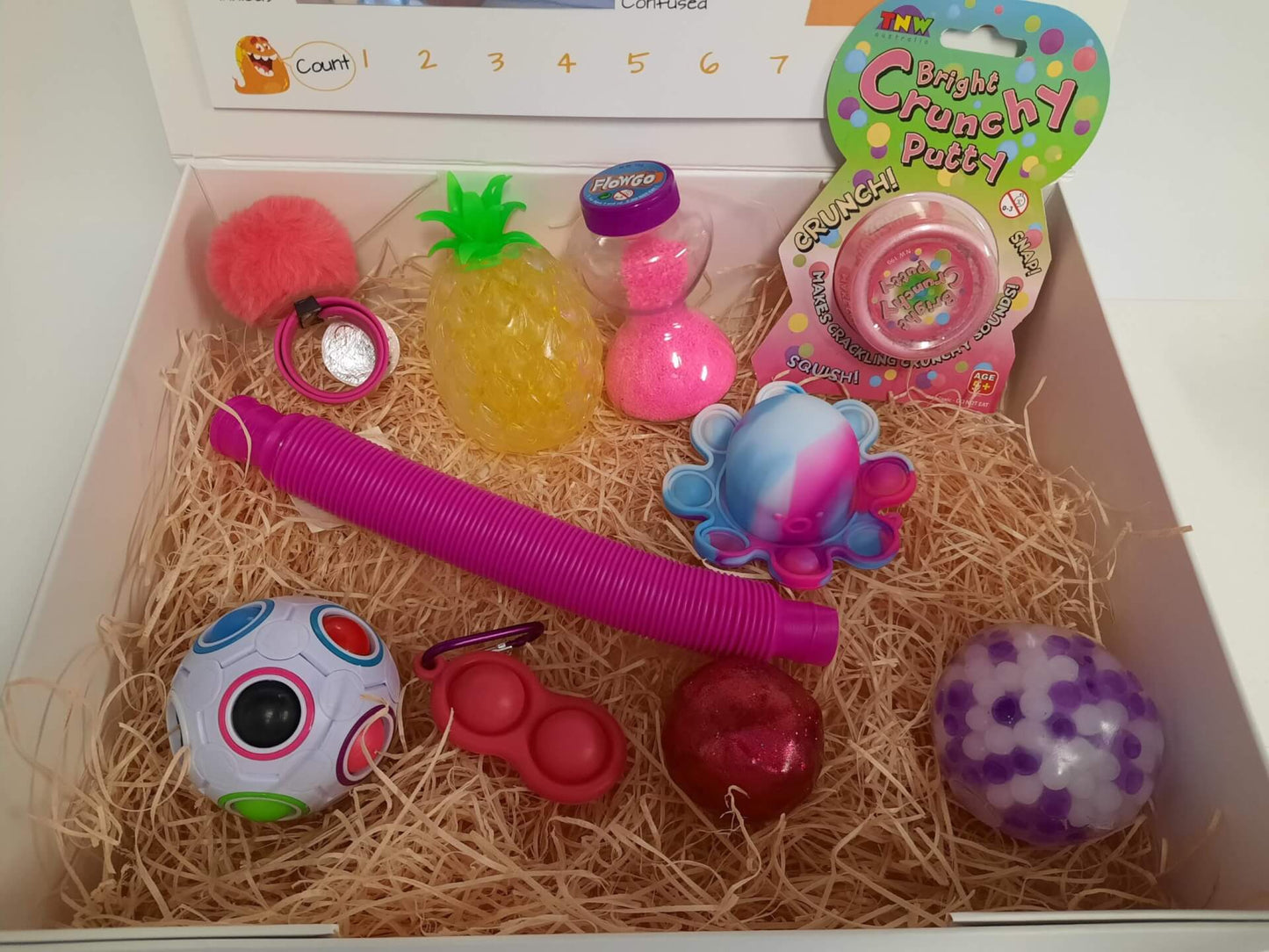 Cool and Calm sensory and fidget box closeup