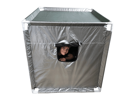 ER sensory tent silver boy inside