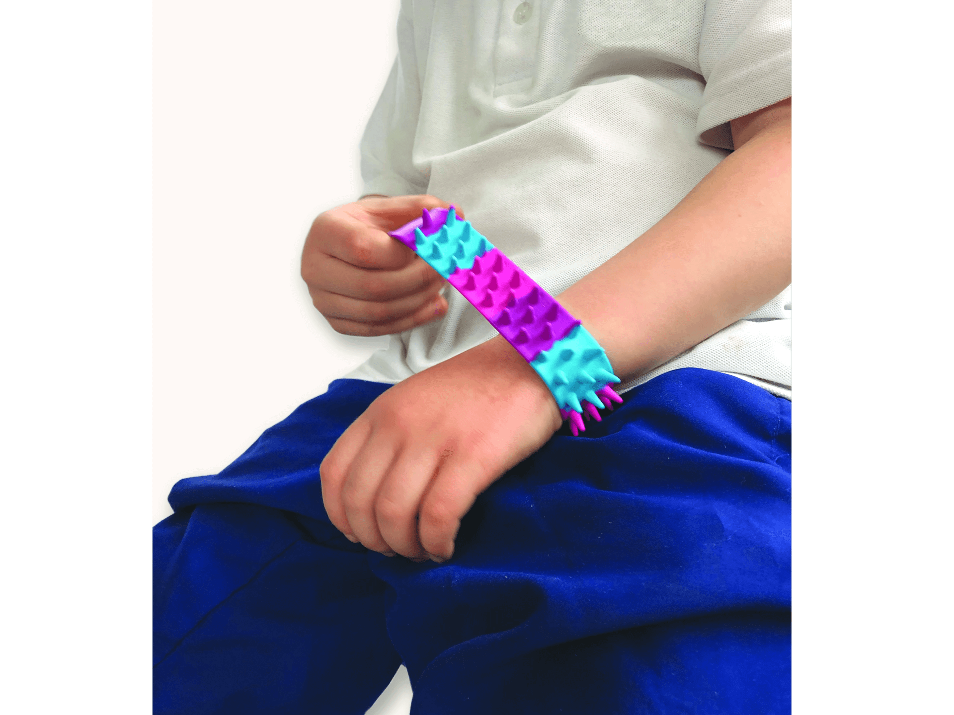 ER spikey slap band on wrist