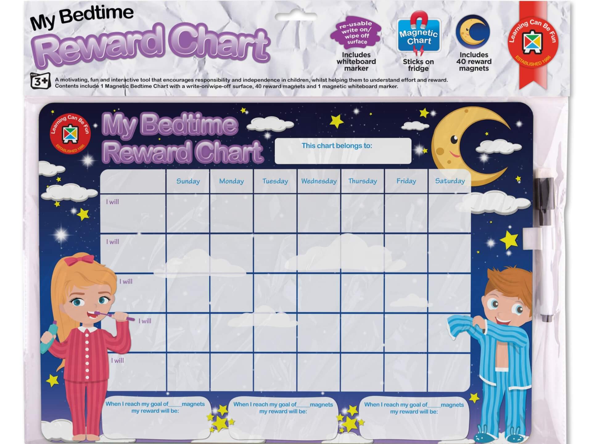 Bedtime reward chart