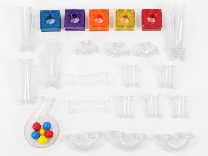 Magnetic tile ball run set transparent