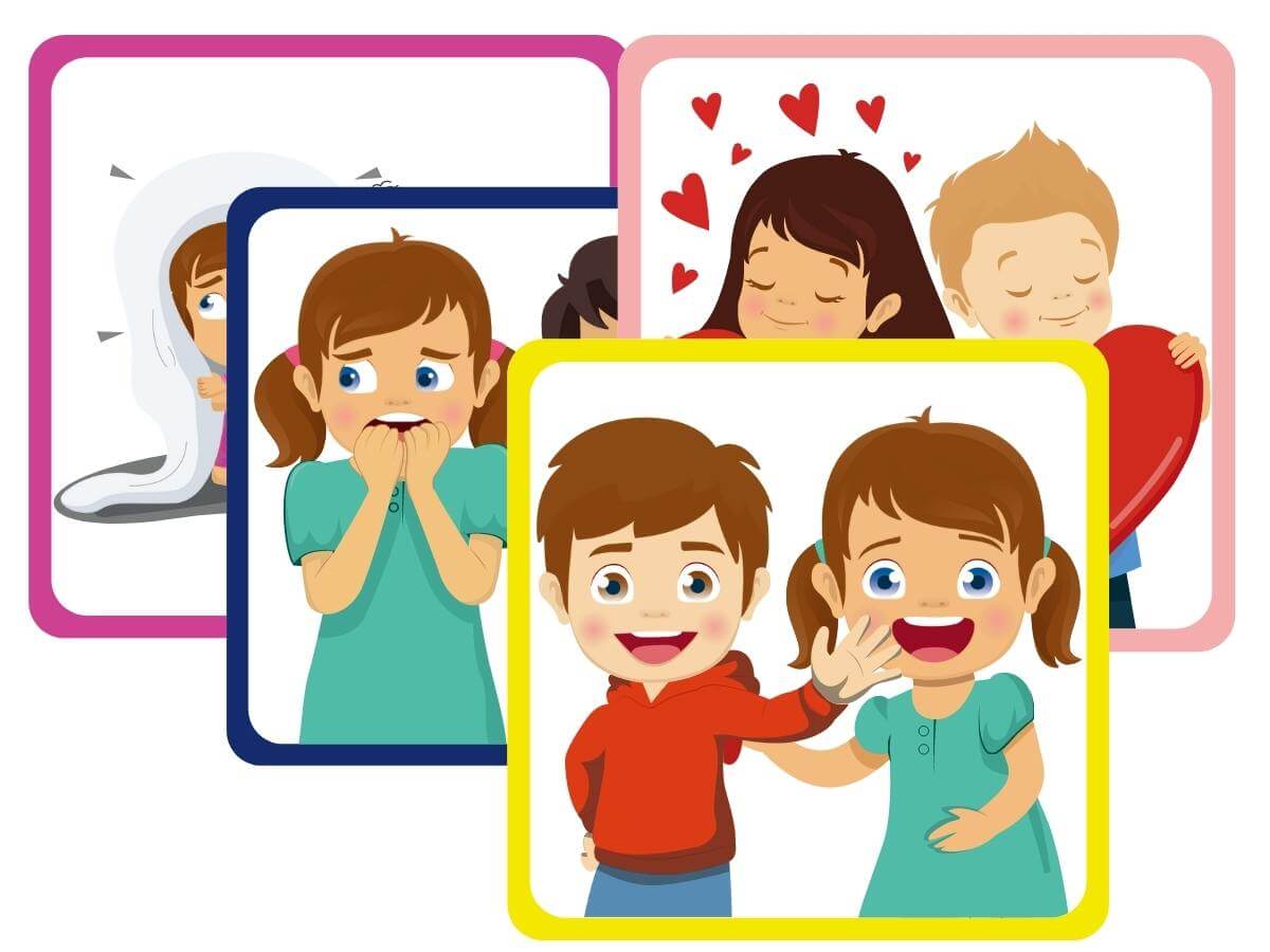 Wipe clean emotions cards sample images