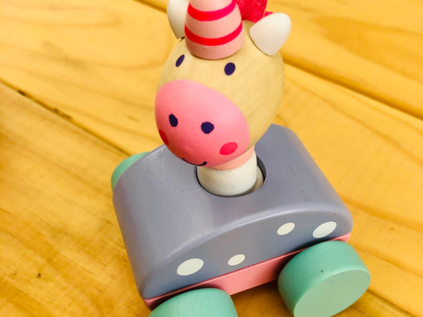 wooden unicorn blue