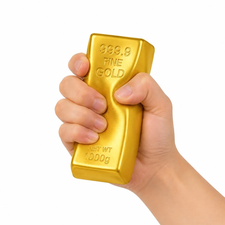 Squishy Gold Bar slow rise being squeezed