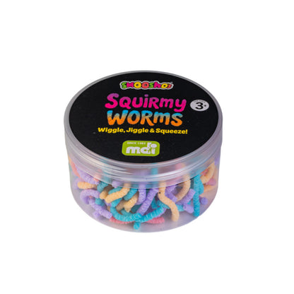 Smooshos Squirmy Worms rainbow in tub