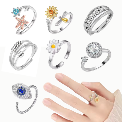 Adjustable Fidget Rings Group of 7