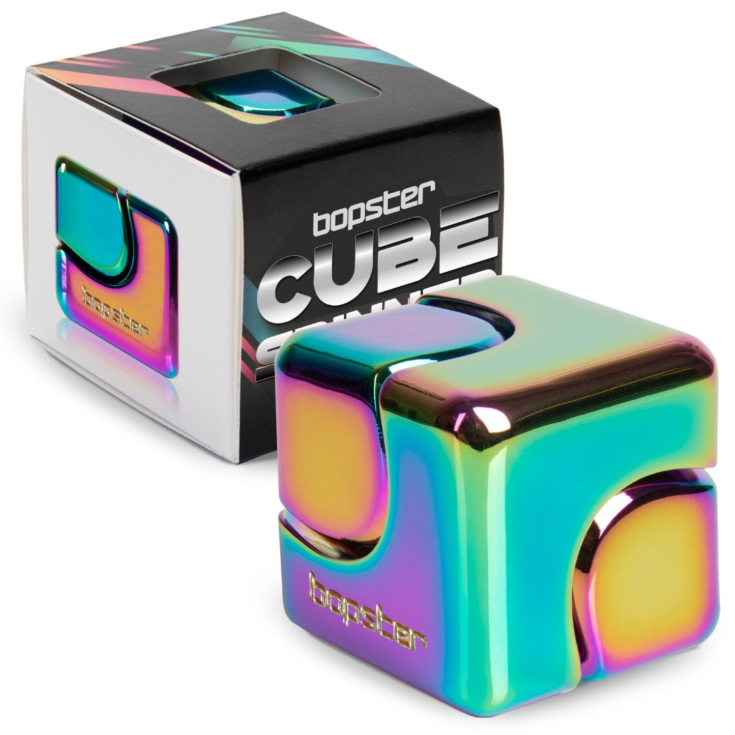 Bopster Metal Cube Fidget Spinner Oil Slick
