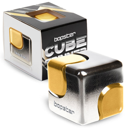 Bopster Metal Cube Fidget Spinner Gold Silver