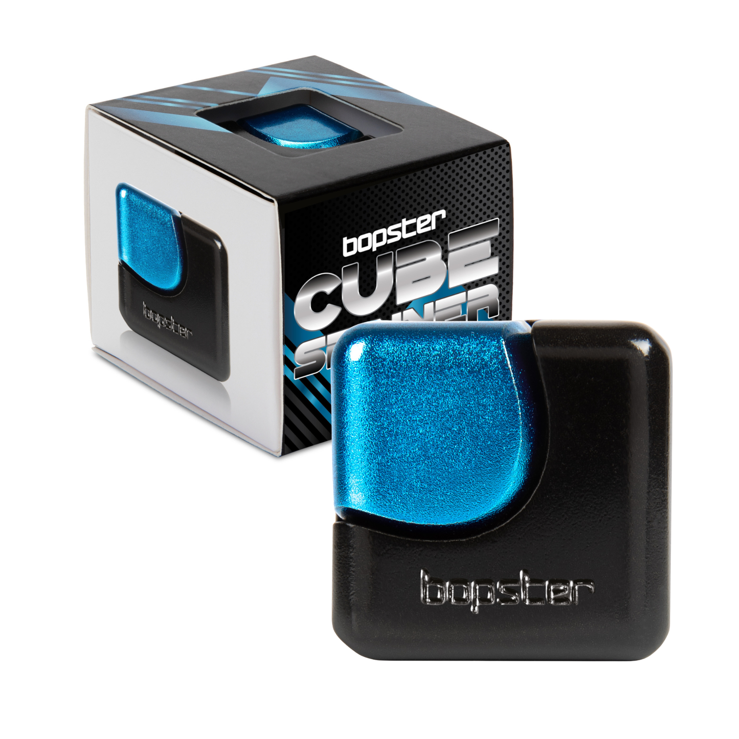 Bopster Metal Cube Fidget Spinner Black blue
