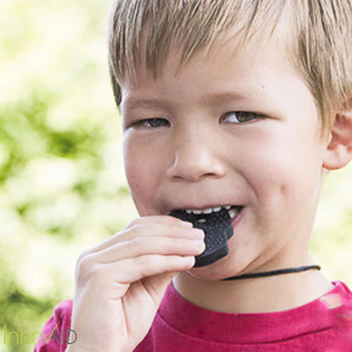 Boy with Chewigem Skull Sensory Chew Black