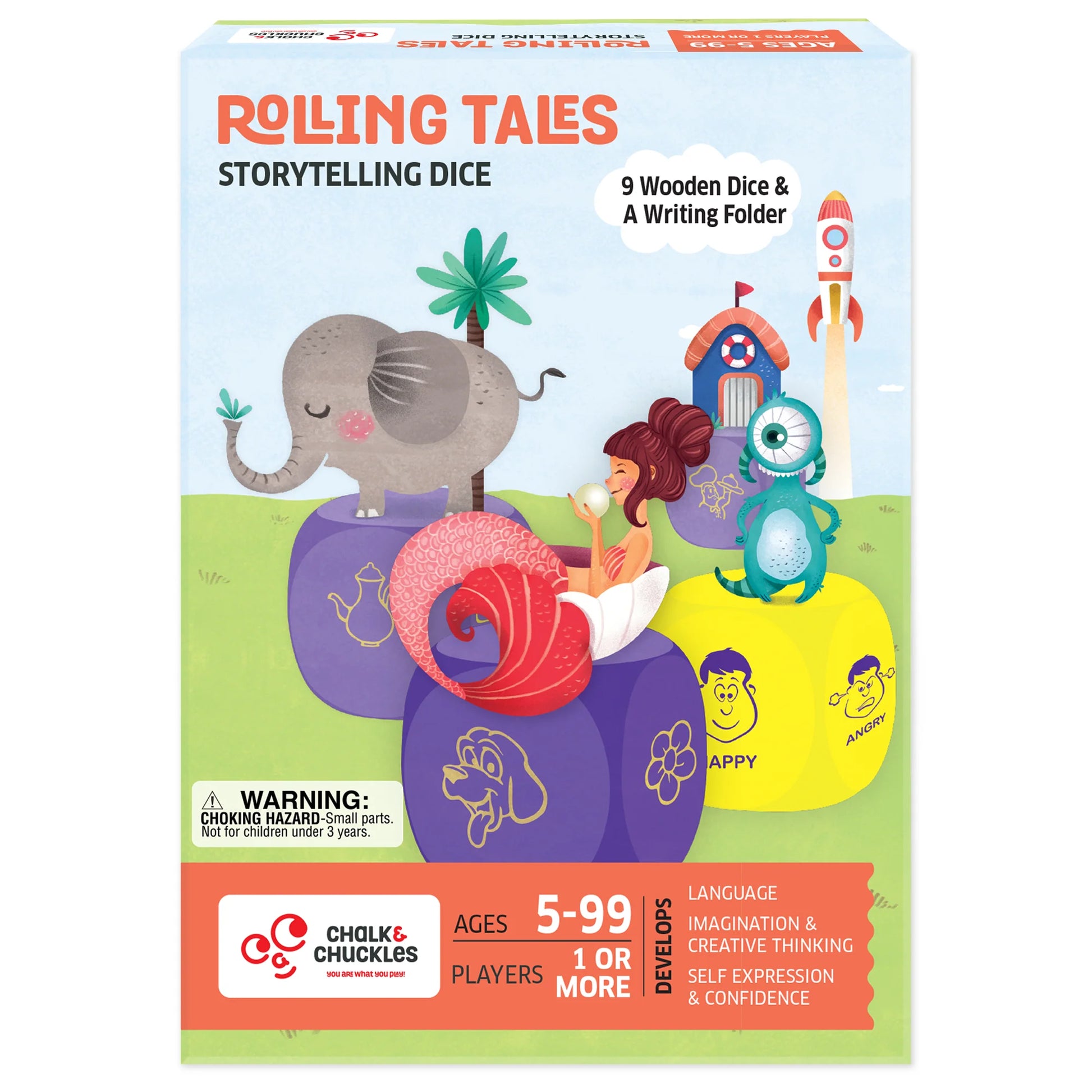 Chalk and Chuckles game rolling tales writing and telling stories with imagination
